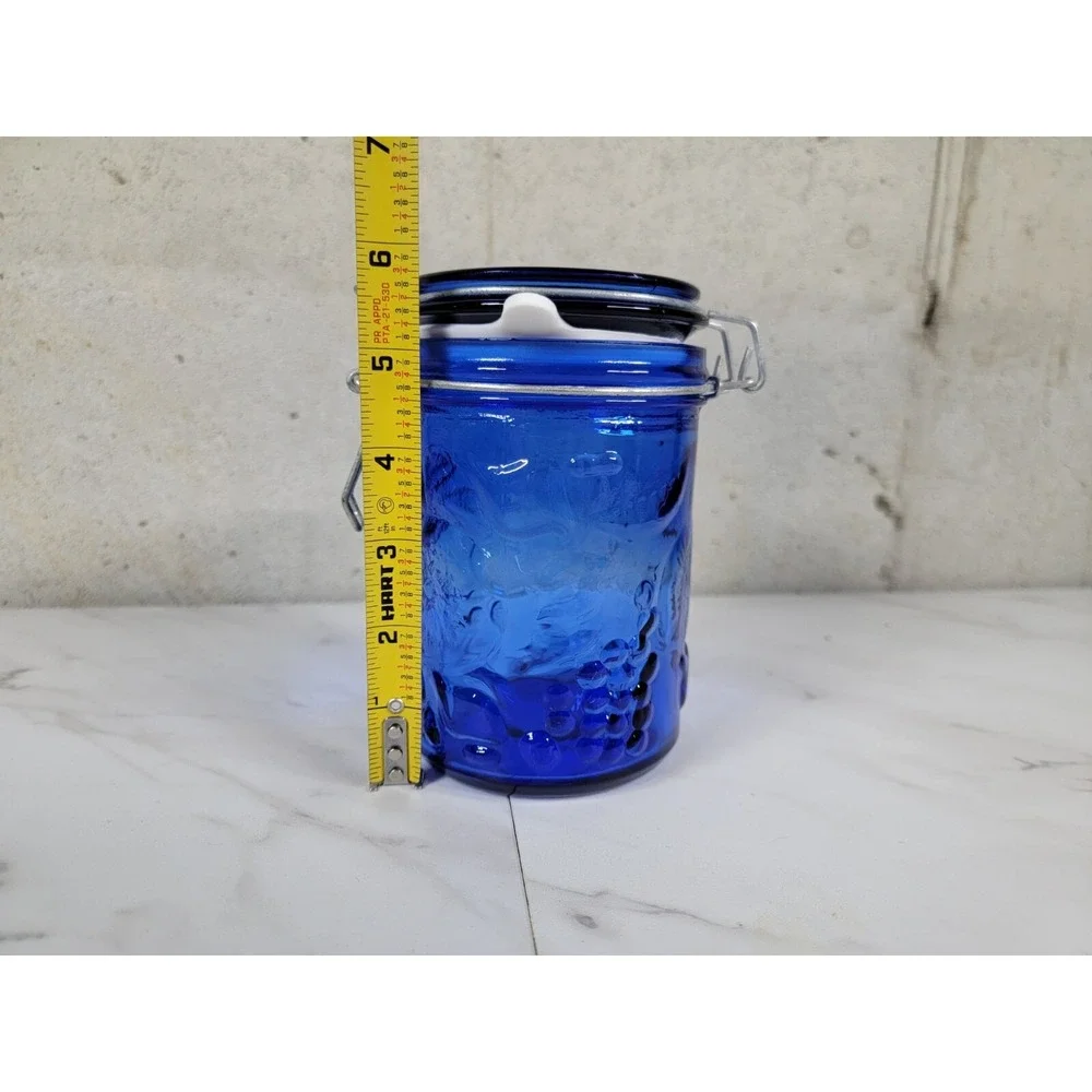 Vintage Cobalt Blue Glass 12 Panel Canister 6